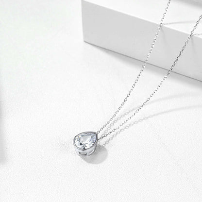 Silver Teardrop CZ Necklace