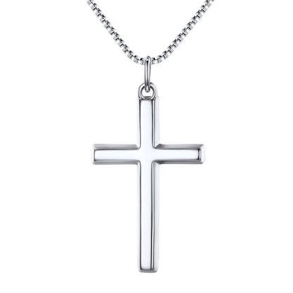 Silver cross pendant on a white background Large Size