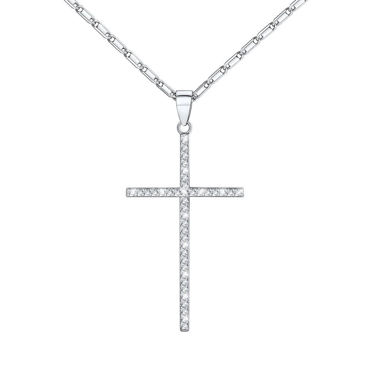 Simple CZ Cross Necklace for Women