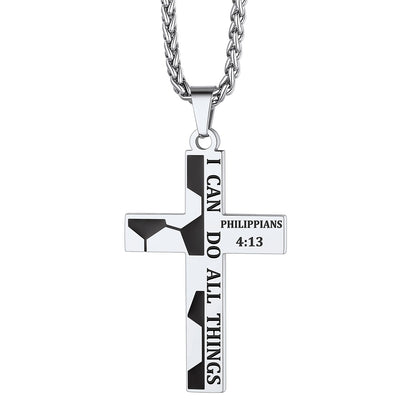 Soccer Bible Verse Cross Necklace