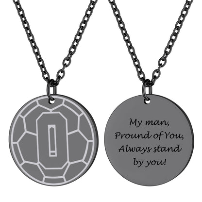 Soccer Necklaces Jersey Number Necklace Black Plated
