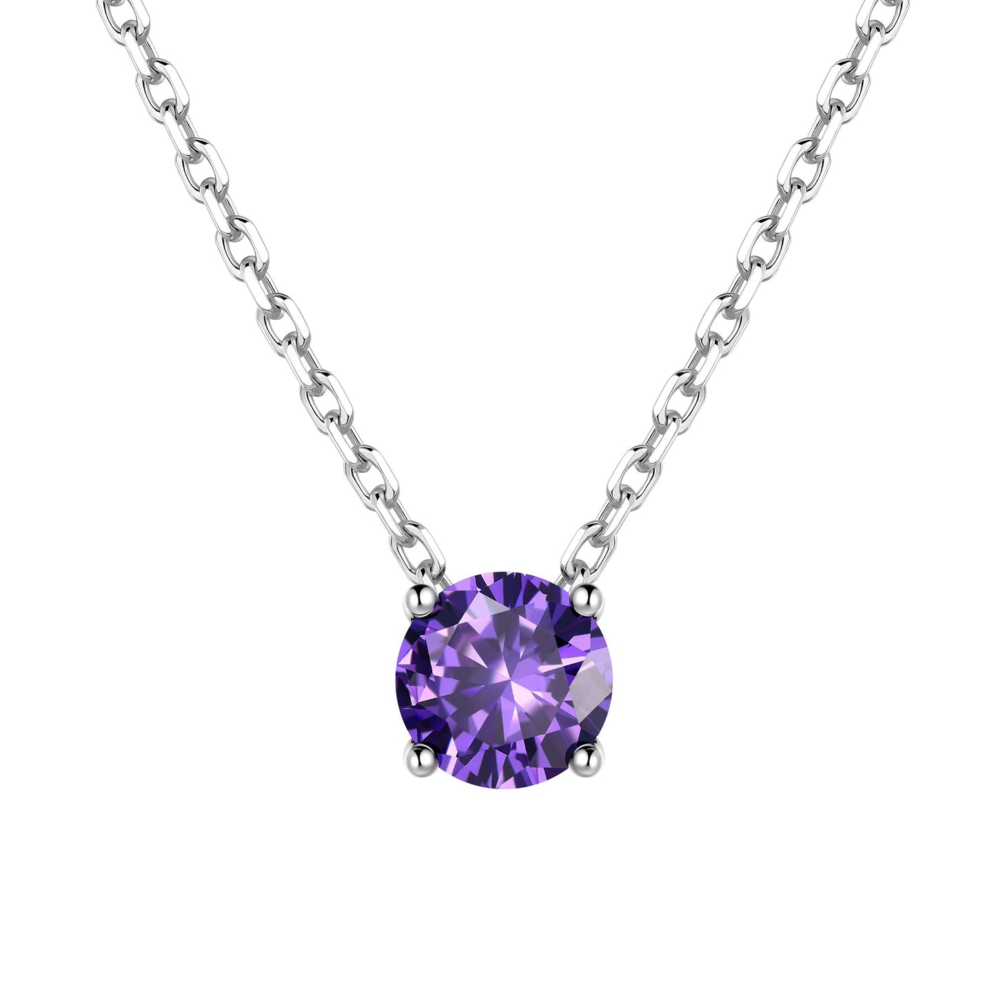 Solitaire February Birthstone Necklace for Women on a white background