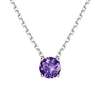 Solitaire February Birthstone Necklace for Women on a white background