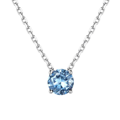 Solitaire March Birthstone Necklace for Women on a white background