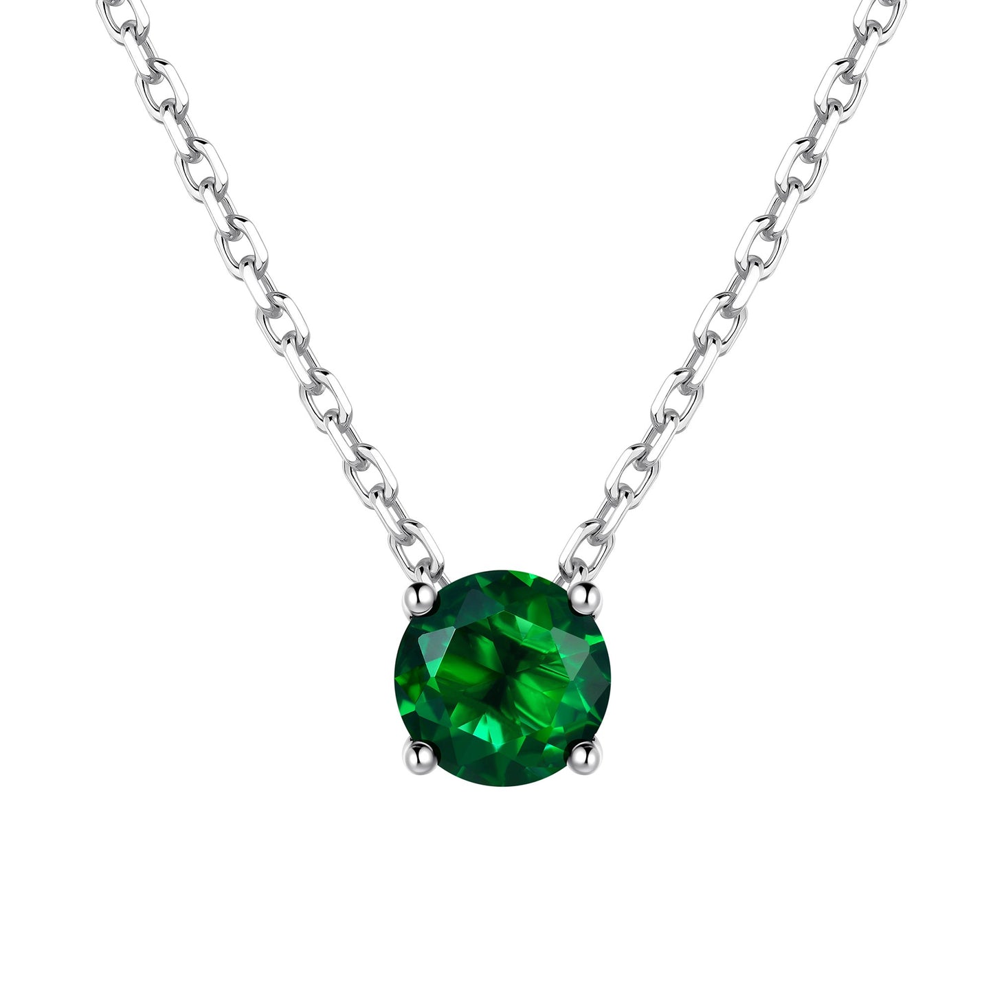 Solitaire May Birthstone Necklace for Women on a white background