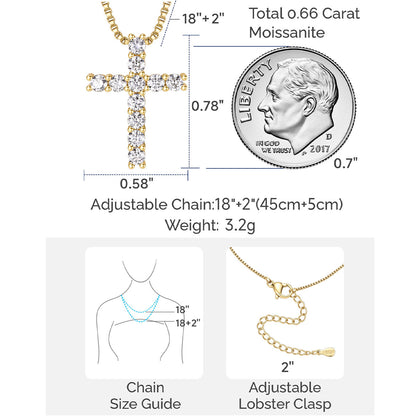 Sparkling Moissanite Cross Necklace Dimension, durable, Solid