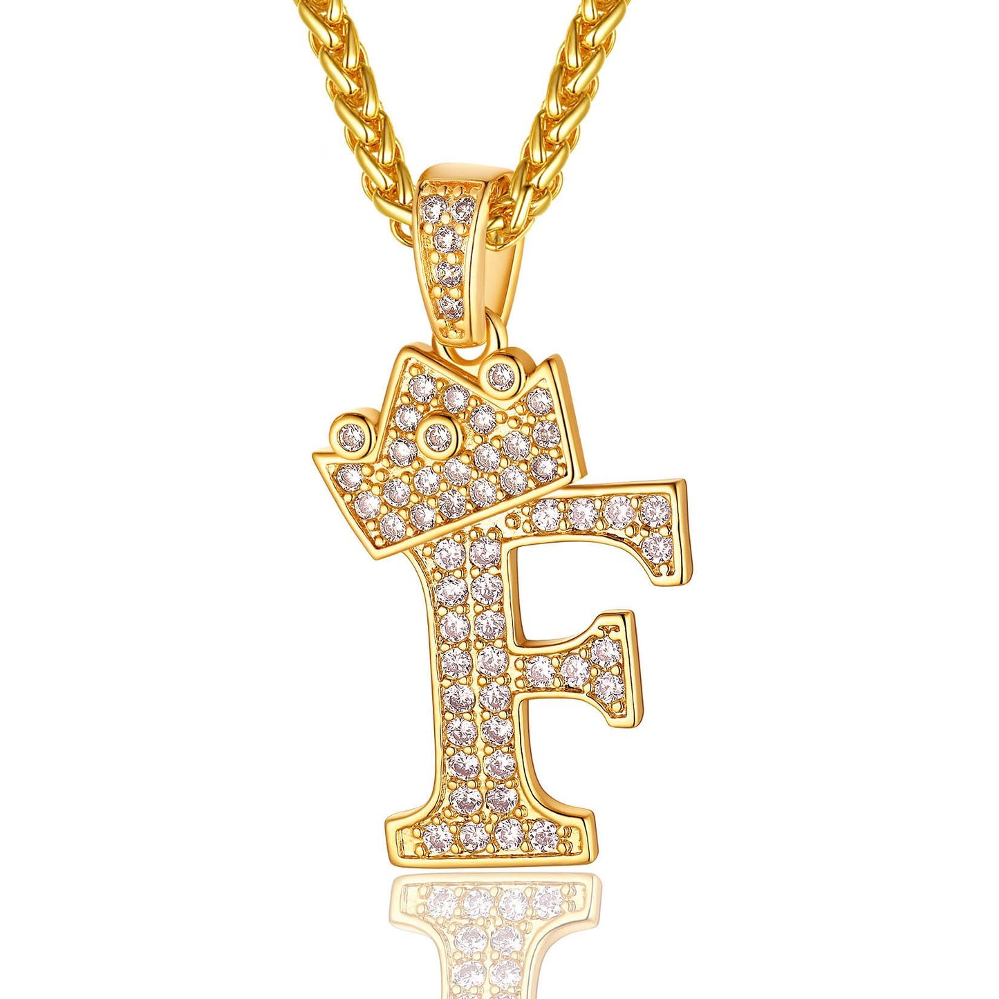 Sparkly Cubic Zirconia Initial F Necklace