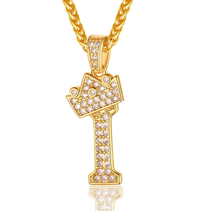 Sparkly Cubic Zirconia Initial I Necklace