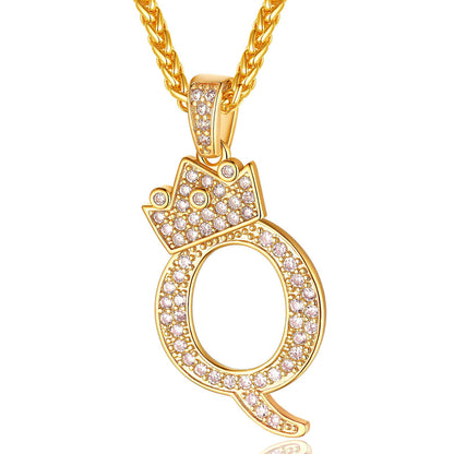 Sparkly Cubic Zirconia Initial Q Necklace