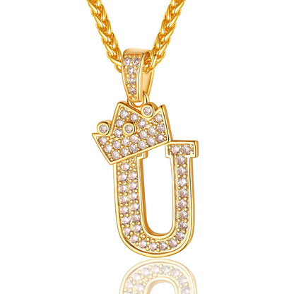 Sparkly Cubic Zirconia Initial U Necklace