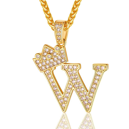 Sparkly Cubic Zirconia Initial W Necklace