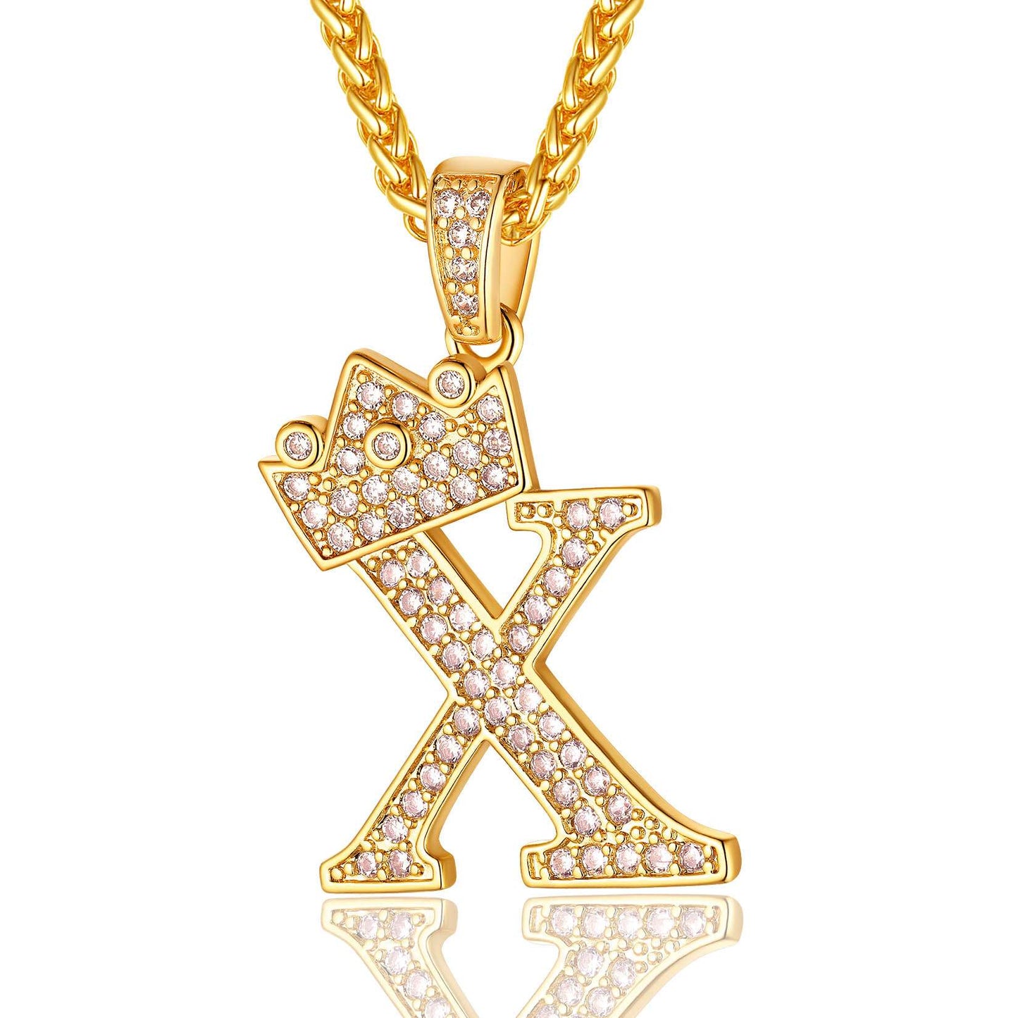 Sparkly Cubic Zirconia Initial X Necklace