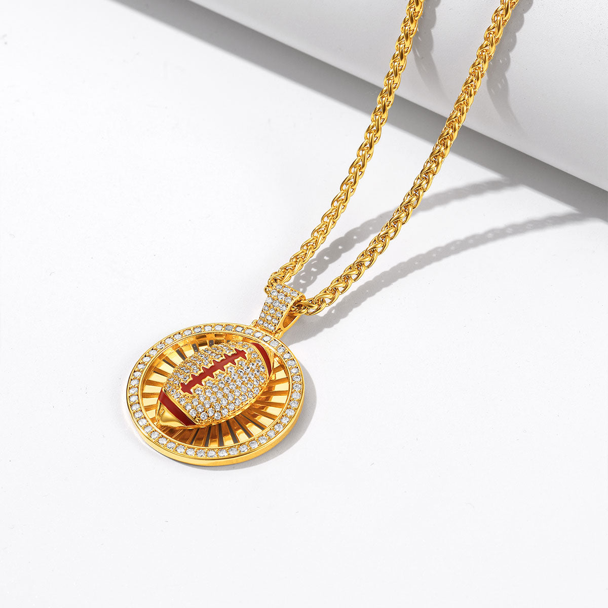 Spinning CZ Rugby Necklaces Sport Necklaces