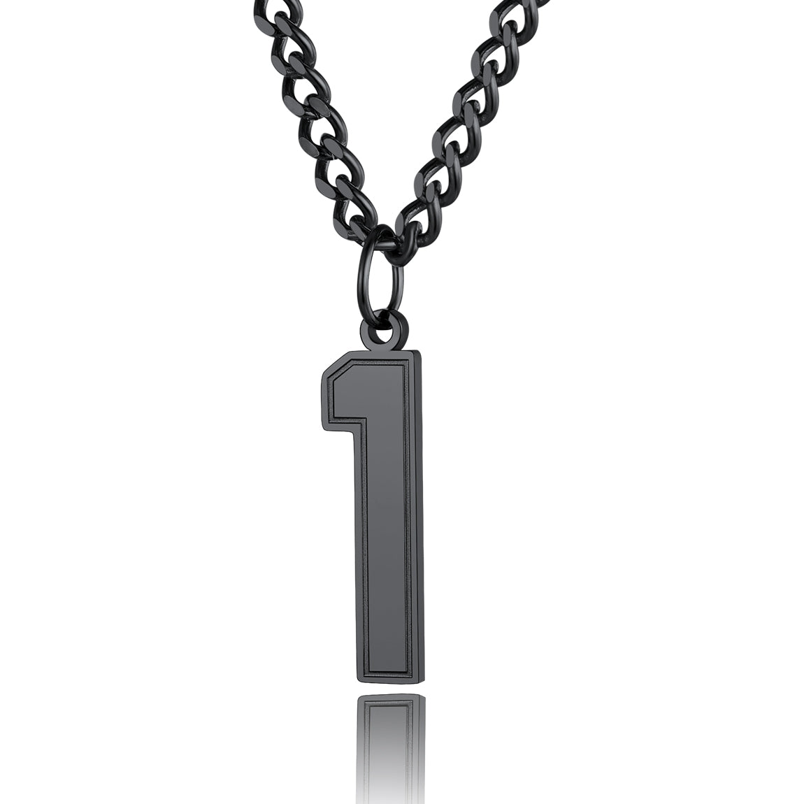  Sport Jersey Number 1 Necklace for Men Black Plated