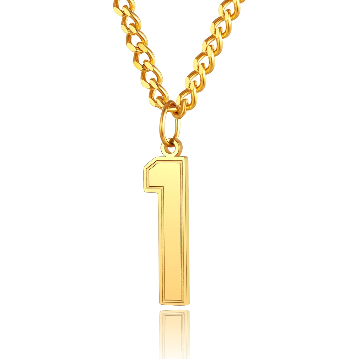  Sport Jersey Number 1 Necklace for Men Gold Plated