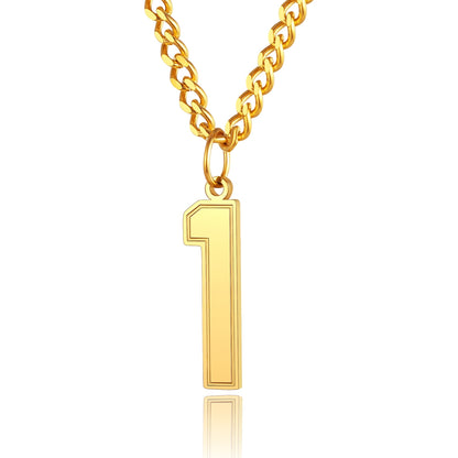  Sport Jersey Number 1 Necklace for Men Gold Plated