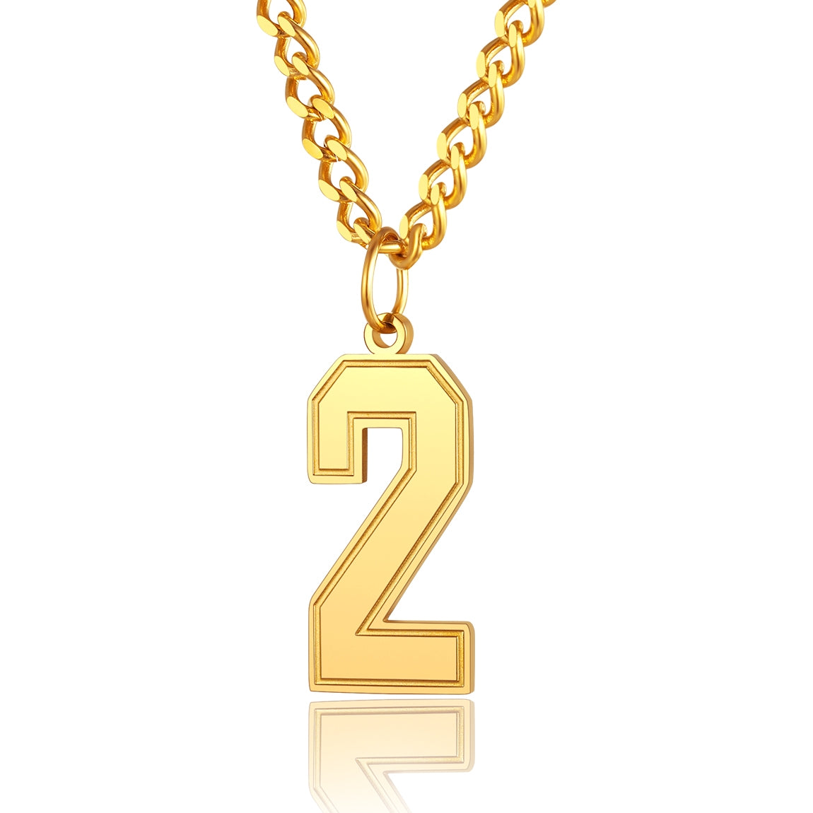 Sport Jersey Number 2 Necklace for Men Gold Plated