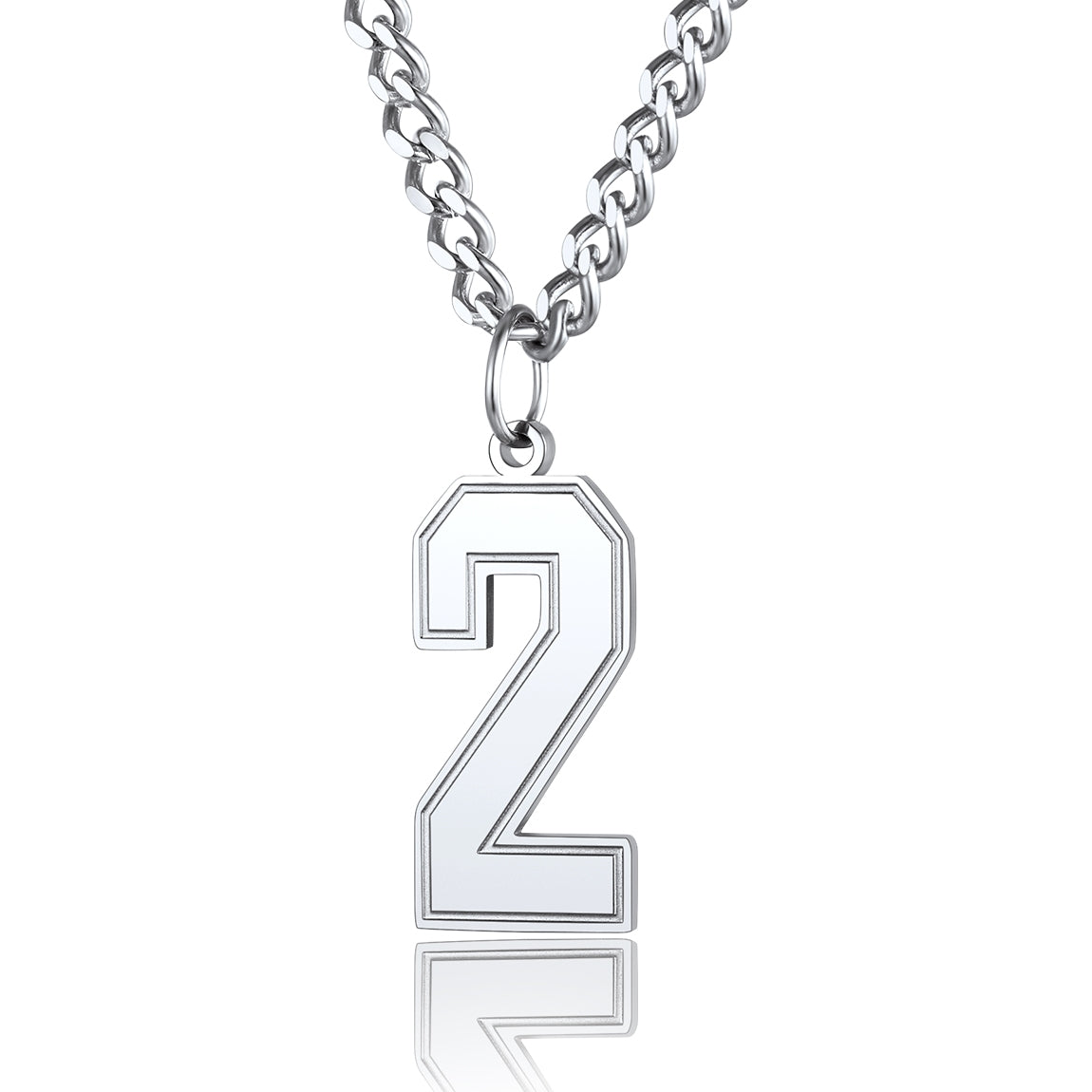  Sport Jersey Number 2 Necklace for Men Stainless Steel