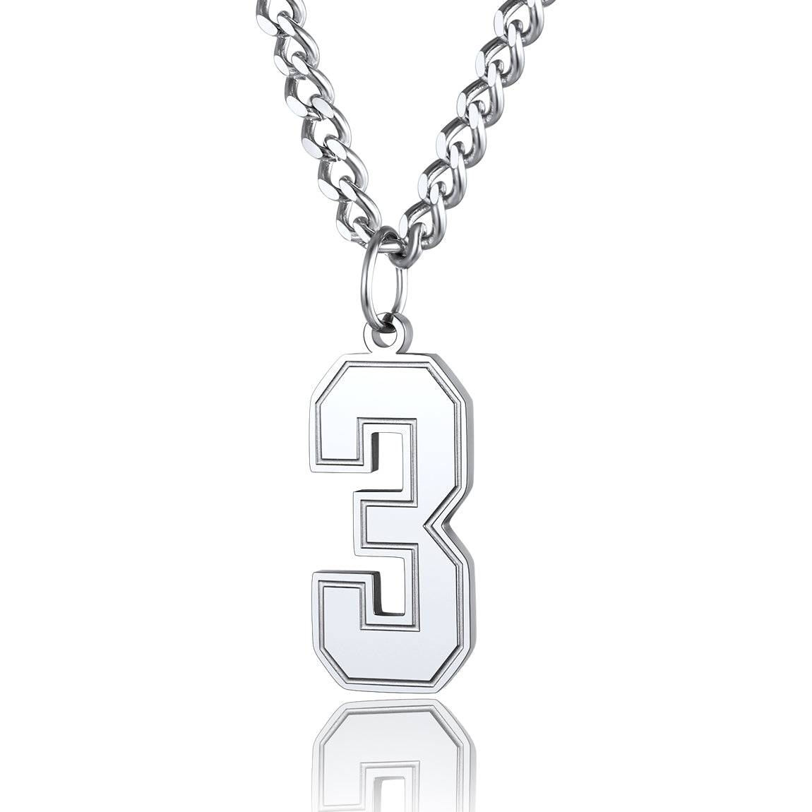  Sport Jersey Number 3 Necklace for Men Stainless Steel