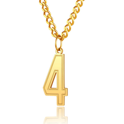  Sport Jersey Number 4 Necklace for Men Gold Plated