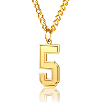  Sport Jersey Number 5 Necklace for Men Gold Plated