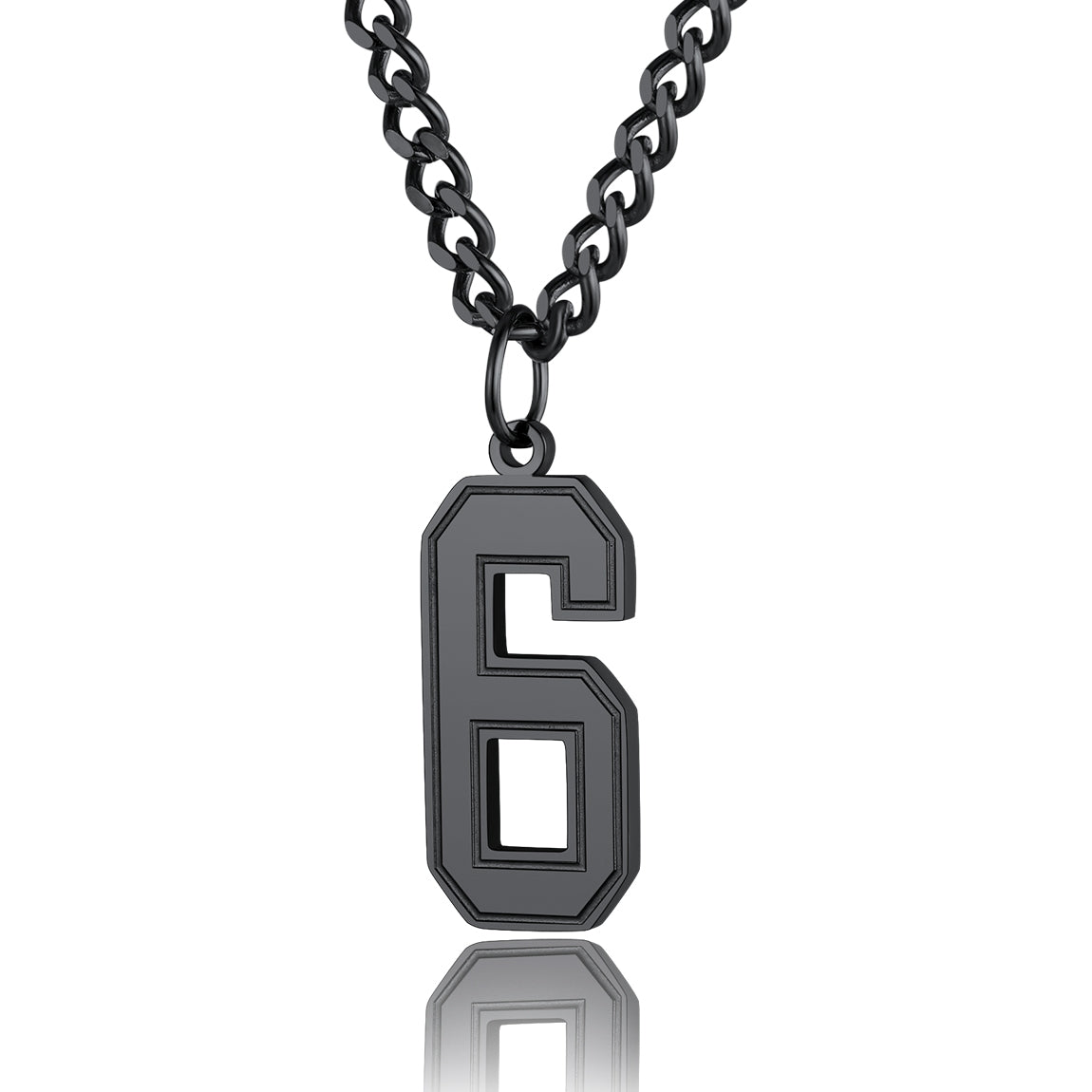 Sport Jersey Number 6 Necklace for Men Black Plated