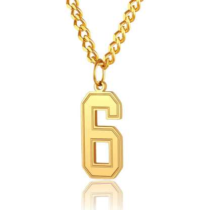  Sport Jersey Number 6 Necklace for Men Gold Plated