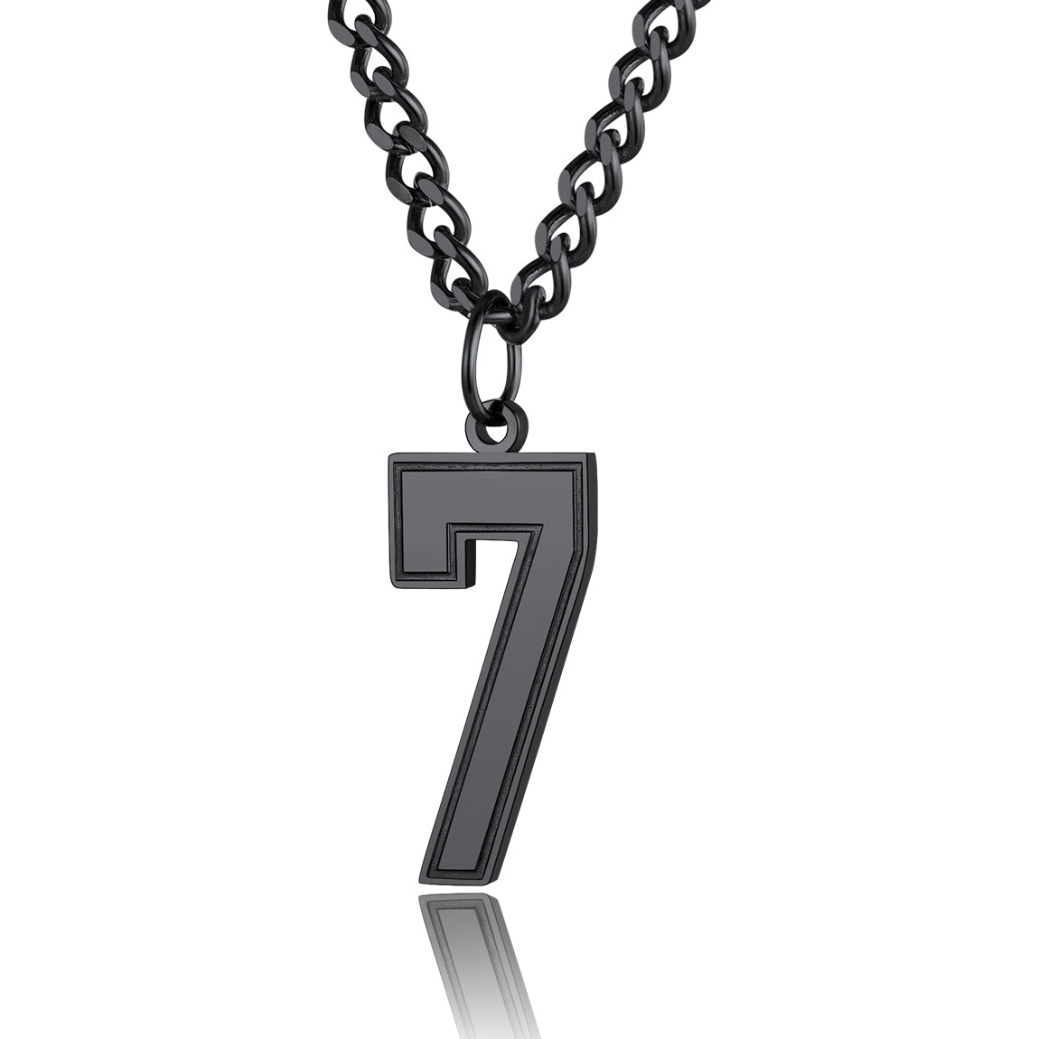  Sport Jersey Number 7 Necklace for Men Black Plated