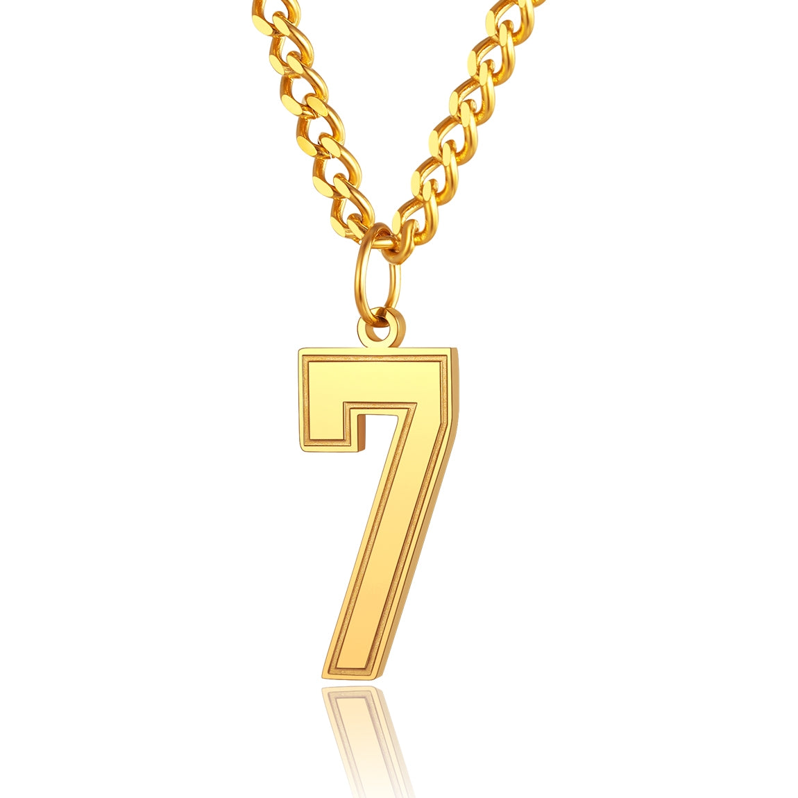  Sport Jersey Number 7 Necklace for Men Gold Plated
