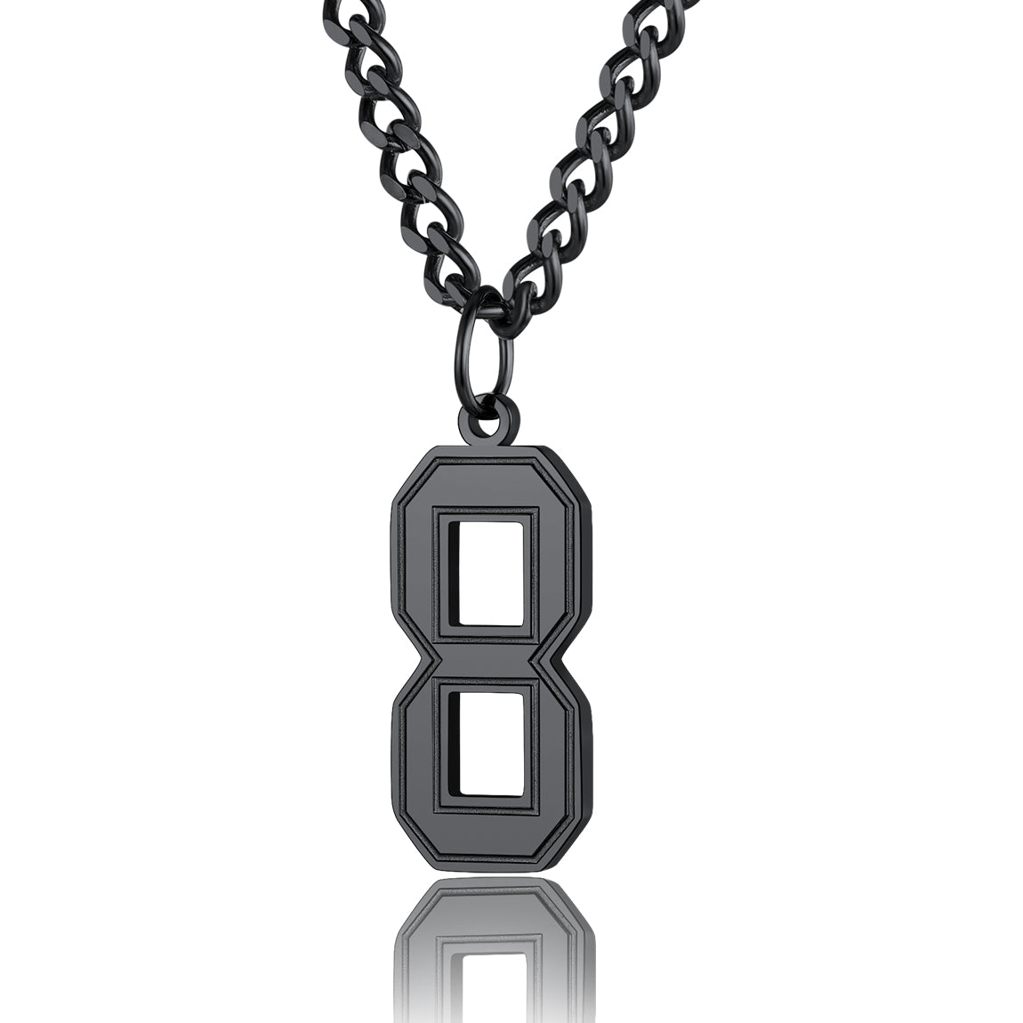  Sport Jersey Number 8 Necklace for Men Black Plated