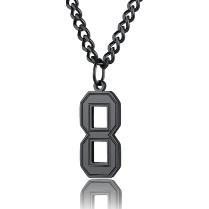  Sport Jersey Number 8 Necklace for Men Black Plated