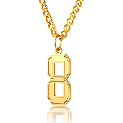  Sport Jersey Number 8 Necklace for Men Gold Plated