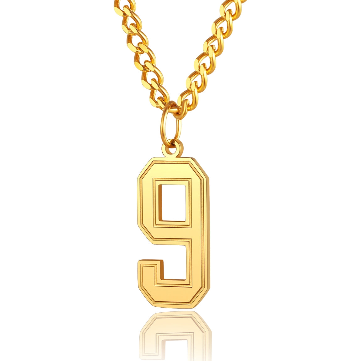  Sport Jersey Number 9 Necklace for Men Gold Plated