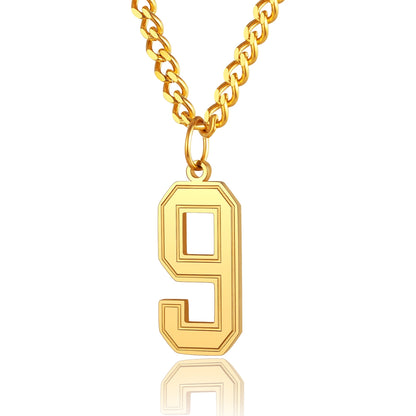  Sport Jersey Number 9 Necklace for Men Gold Plated