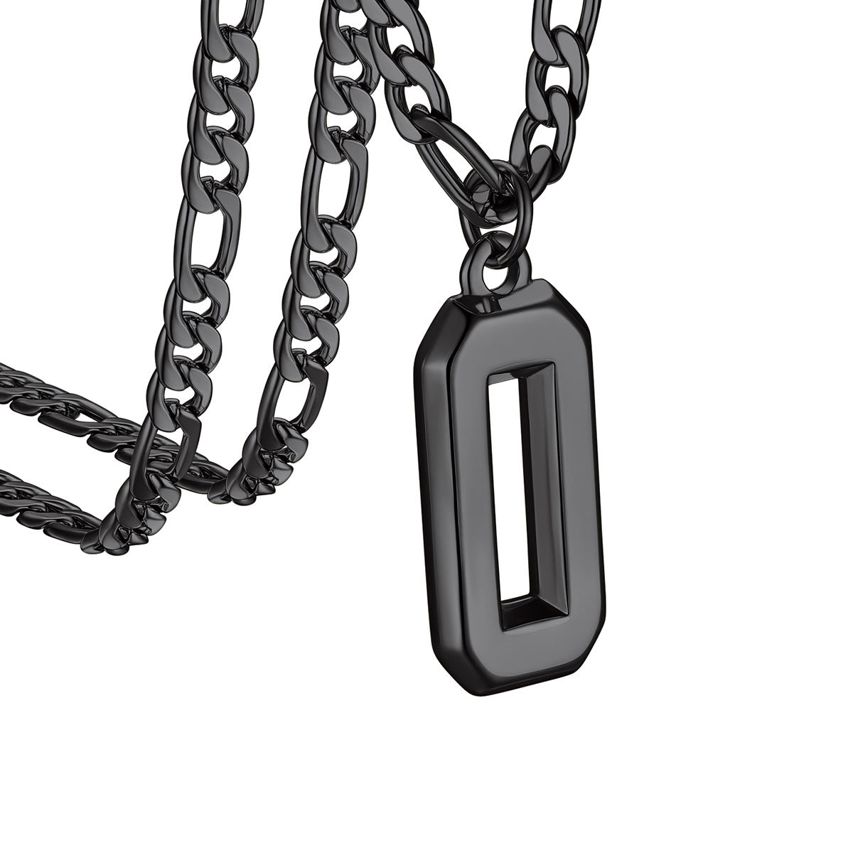  Sport Number 0 Figaro Chain Necklaces in Black Plated