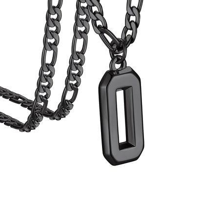  Sport Number 0 Figaro Chain Necklaces in Black Plated