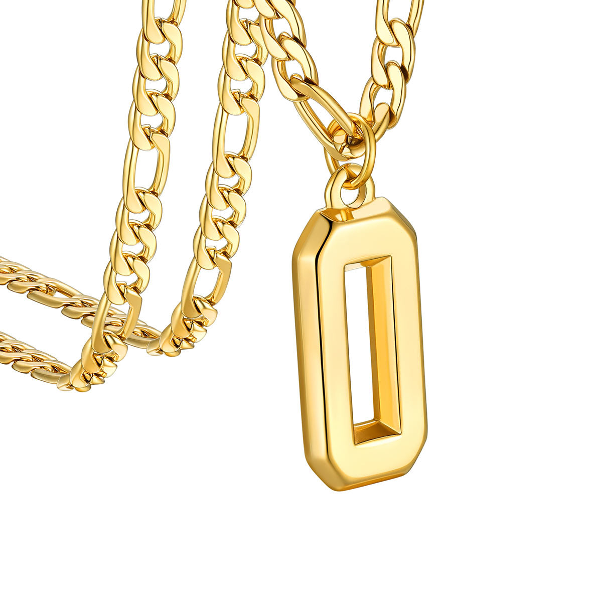  Sport Number 0 Figaro Chain Necklaces in Gold Plated