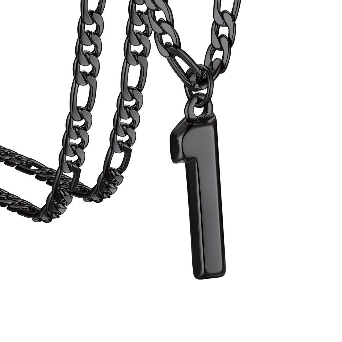  Sport Number 1 Figaro Chain Necklaces in Black Plated