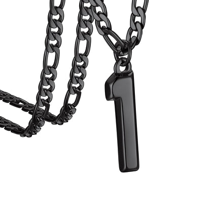  Sport Number 1 Figaro Chain Necklaces in Black Plated