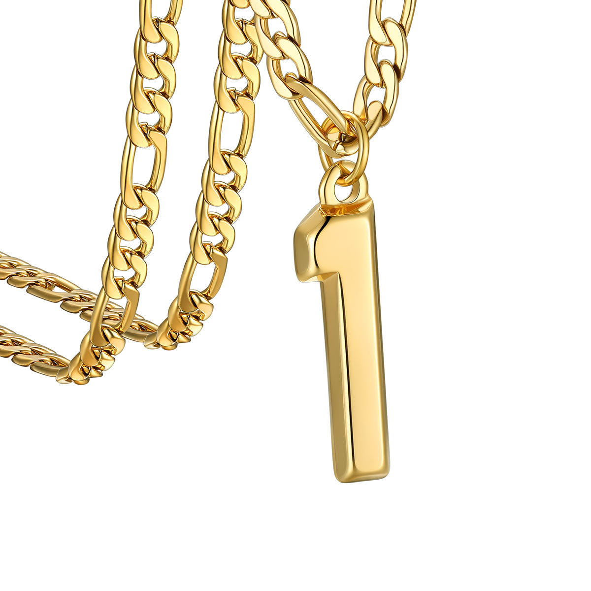  Sport Number 1 Figaro Chain Necklaces in Gold Plated