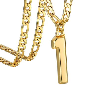  Sport Number 1 Figaro Chain Necklaces in Gold Plated