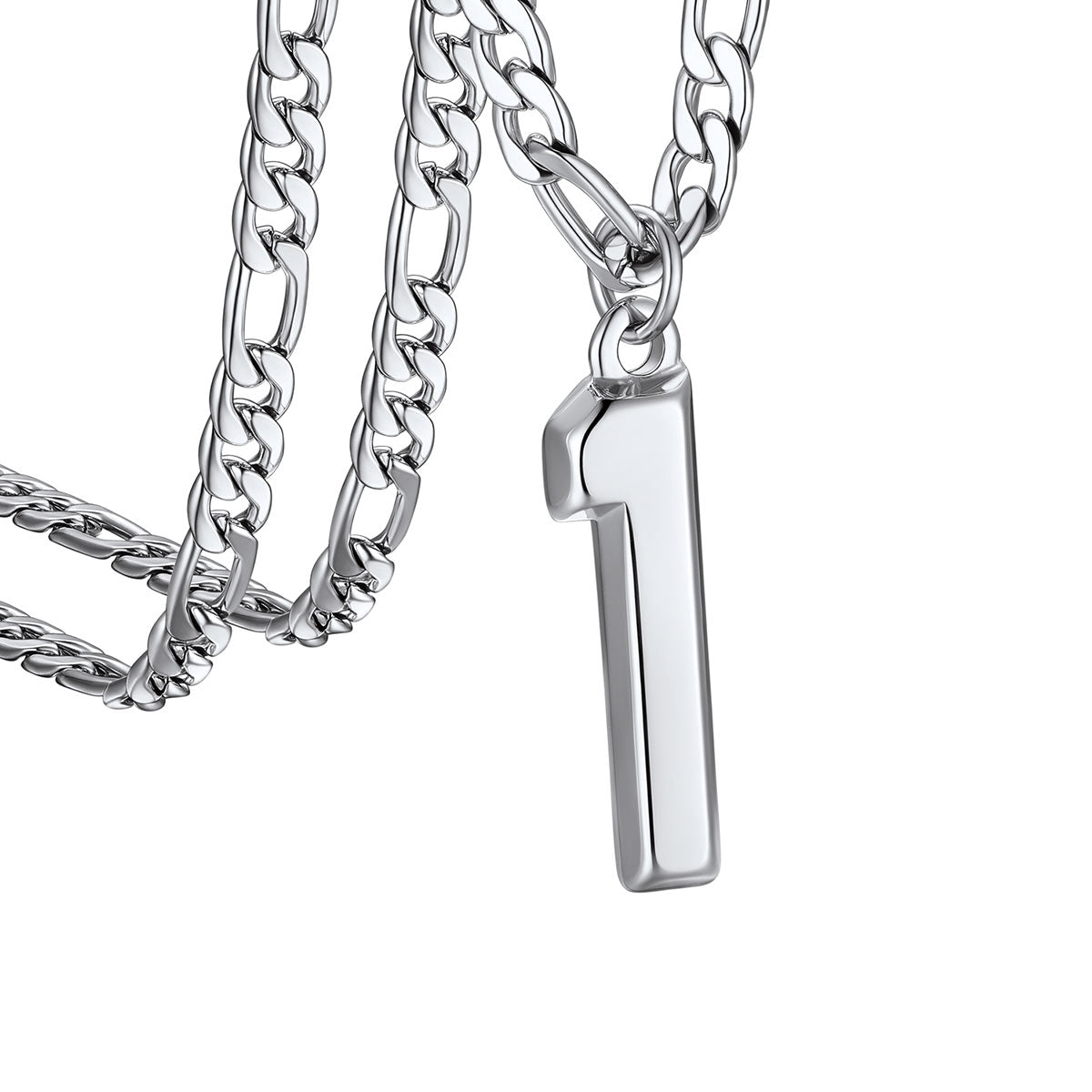  Sport Number 1 Figaro Chain Necklaces in stainless steel