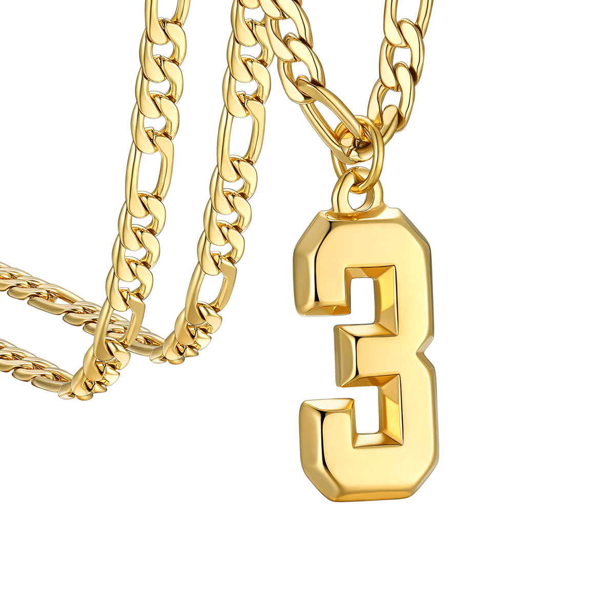  Sport Number 3 Figaro Chain Necklaces in Gold Plated
