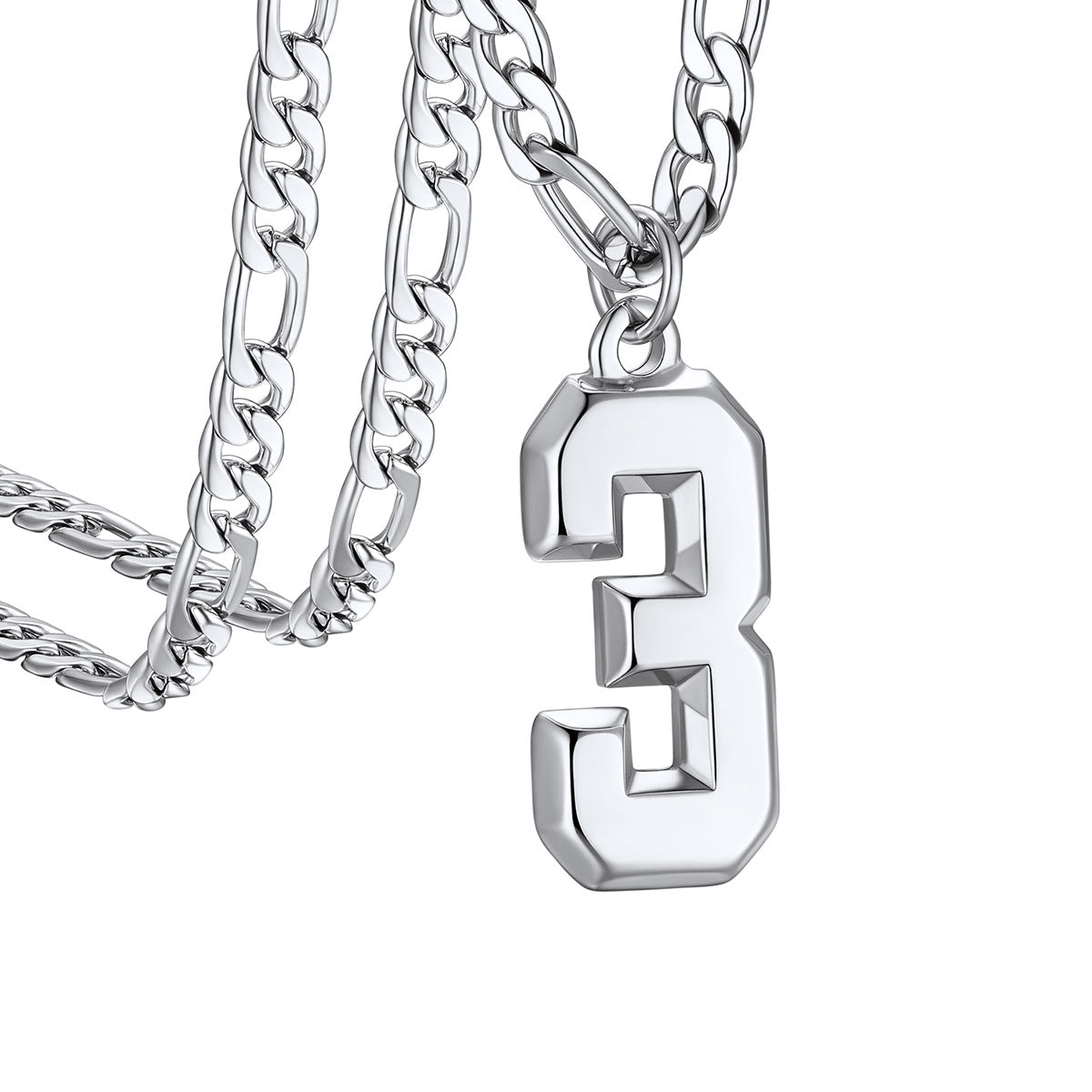  Sport Number 3 Figaro Chain Necklaces in stainless steel