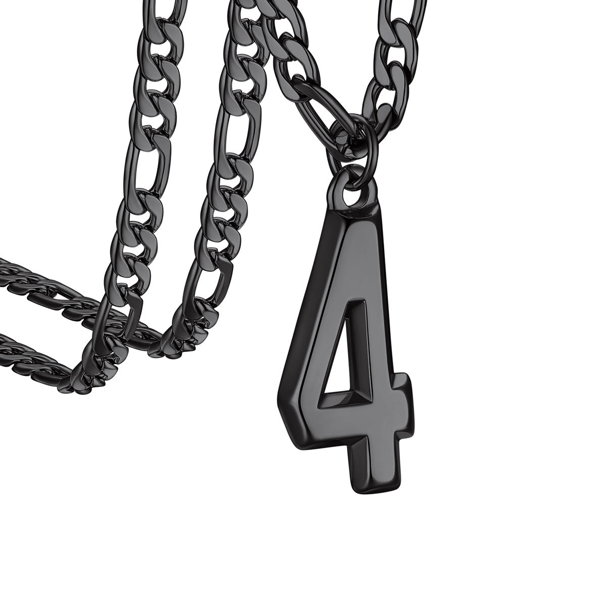  Sport Number 4 Figaro Chain Necklaces in Black Plated