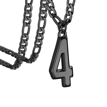  Sport Number 4 Figaro Chain Necklaces in Black Plated