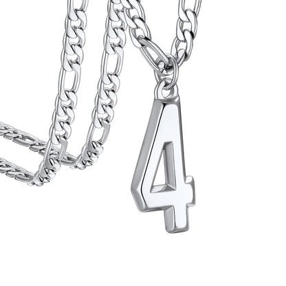  Sport Number 4 Figaro Chain Necklaces in stainless steel