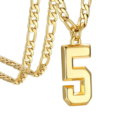  Sport Number 5 Figaro Chain Necklaces in Gold Plated