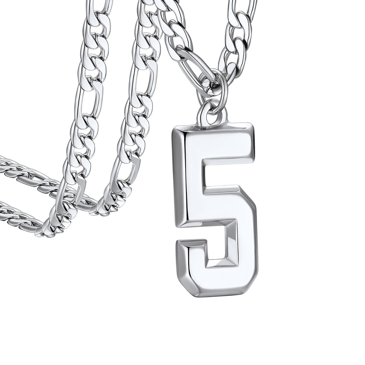  Sport Number 5 Figaro Chain Necklaces in stainless steel
