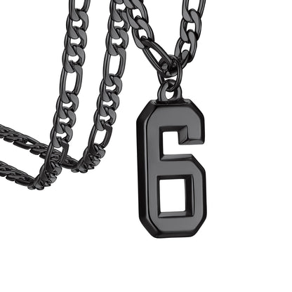  Sport Number 6 Figaro Chain Necklaces in Black Plated